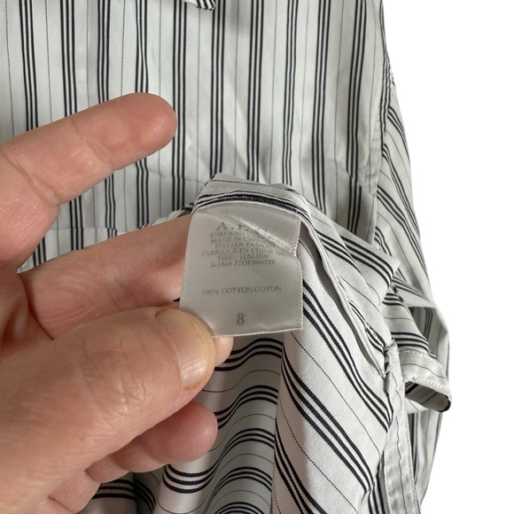A.L.C. Women’s Wharton Striped Poplin Button Down Shirt White/Graphite Size 8 - Picture 9 of 11